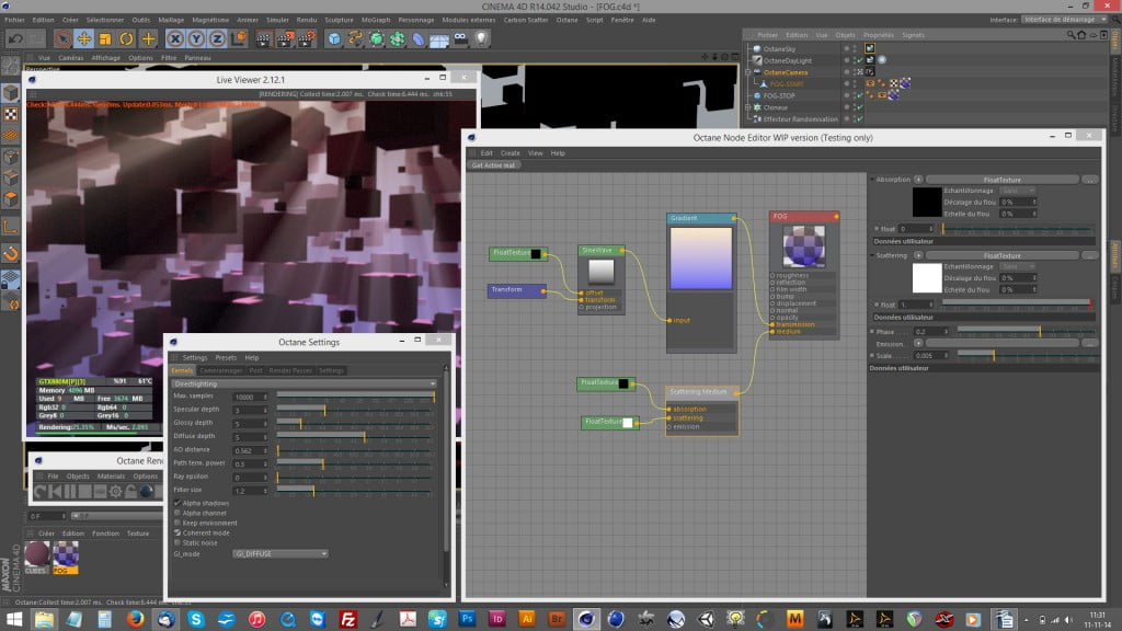 Octane dans la brume: le matériau de base